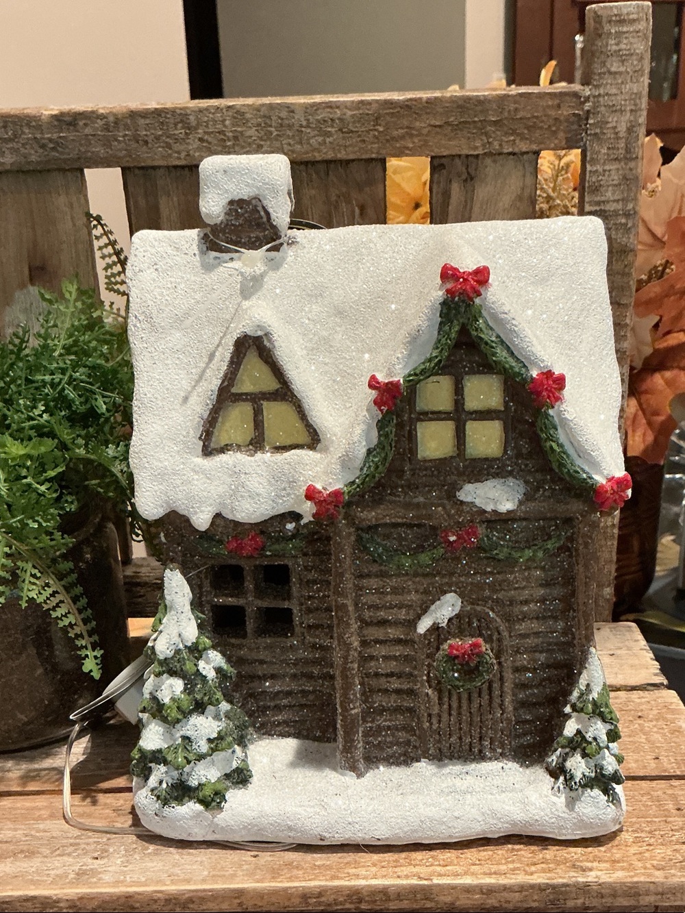 Light Up Log Cabin House Tabletop Decor